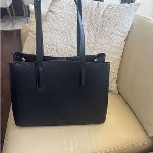 Freja Linnea Black Leather Tote Bag